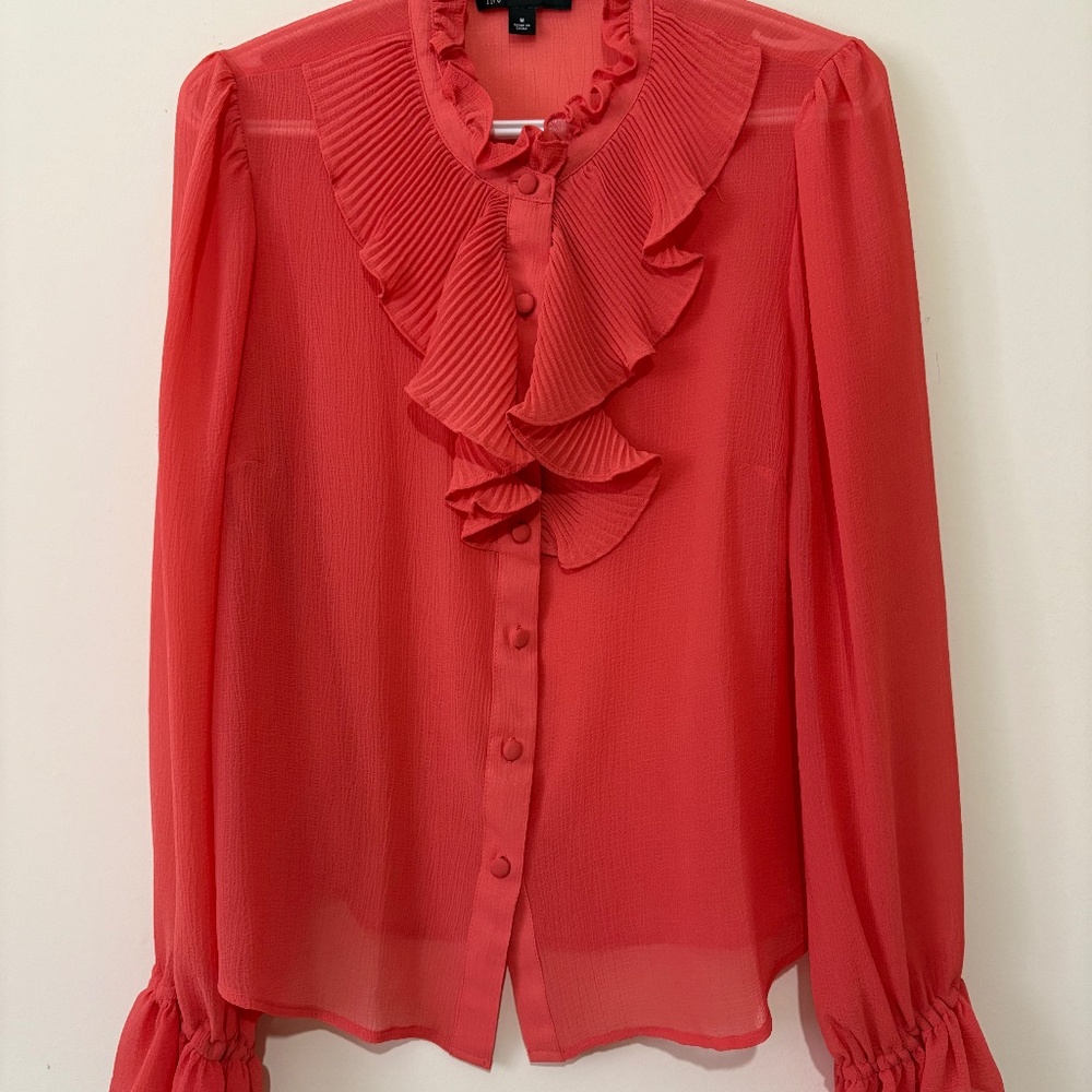 INC Ruffle Button Up Blouse